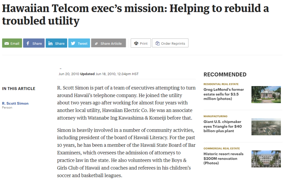 Hawaiian Telcom exec’s mission: Helping to rebuild a troubled utility